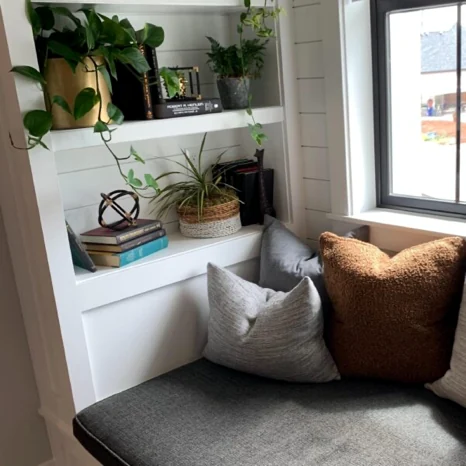 Built-in shelving and decor